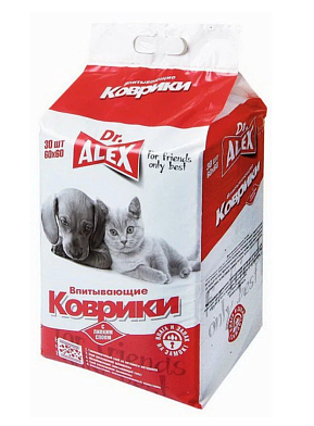 Dr. Alex впитывающие пеленки для кошек и собак гелевые с липким фиксатором 