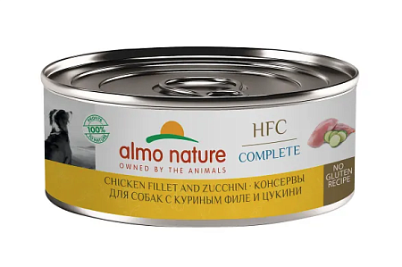 Купить almo nature hfc complete консервы для взрослых собак и щенков с 3-х месяцев с куриным филе и цукини