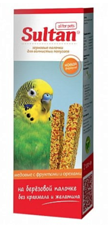 Купить Султан Лакомство для волнистых попугаев Зерновые палочки медовые с фруктами и орехами