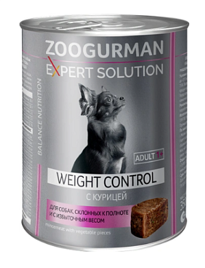 ЗООГУРМАН Expert Solution Weight Control консервы для собак склонных к полноте и с избыточным весом с курицей