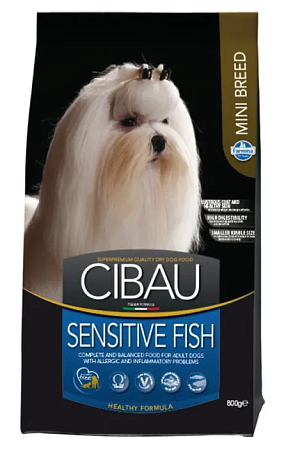 Купить farmina cibau sensitive fish mini сухой корм для взрослых собак мелких пород с чувствительным пищеварением с рыбой