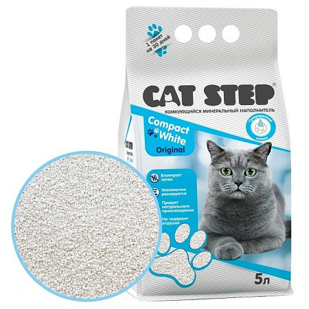 Купить cat step compact white original наполнитель для кошек комкующийся минеральный