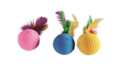 PET STAR игрушка для кошек МЯЧИК с пером