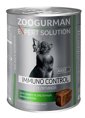 ЗООГУРМАН Expert Solution Immuno Control консервы для собак с ослабленным иммунитетом с телятиной
