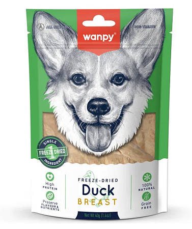 Купить wanpy dog сублимированное лакомство для собак с уткой