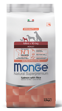 Monge Dog Speciality Line Monoprotein Mini сухой корм для взрослых собак мелких пород из лосося с рисом