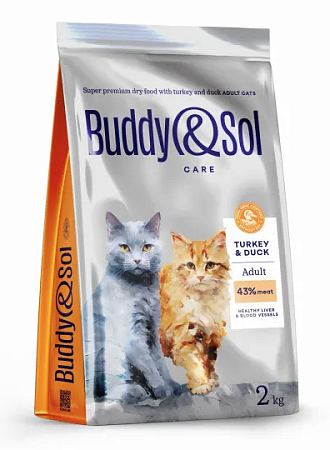 Купить buddy&sol care adult сухой корм для взрослых кошек с индейкой и уткой