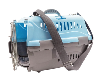 ZOOexpress переноска для собак и кошек "Турне" Авиа с металлической дверцей, синяя
