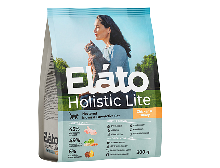 Купить elato holistic lite сухой корм кастрированных котов и стерилизованных кошек с курицей и индейкой