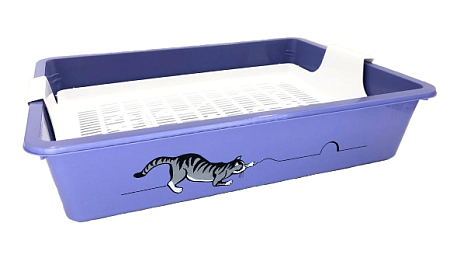 Купить zooexpress туалет для кошек "Кис" глубокий с рисунком и сеткой