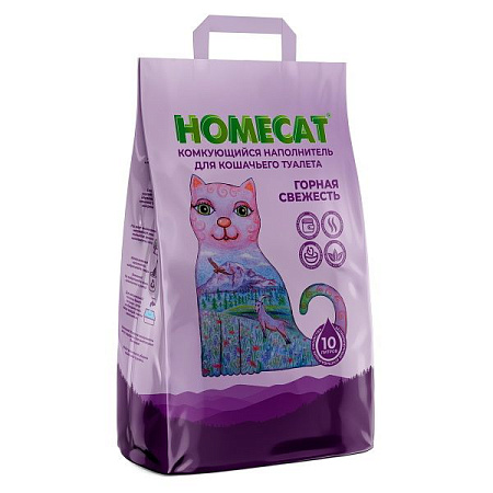 Купить homecat наполнитель для кошек горная свежесть комкующийся 