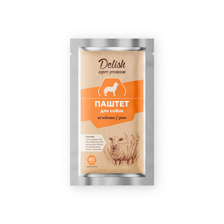 Купить delish super premium влажный корм для собак (паштет) ягненок, рис (пауч)