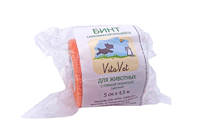 Vitavet Бинт для животных самофиксирующийся с горькой пропиткой цветной
