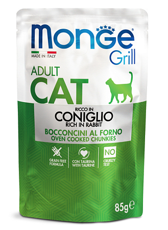 Купить monge cat grill Влажный корм для взрослых кошек из кролика (пауч)