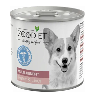 Четвероногий Гурман Zoodiet Multi-Benefit Heart&Liver консервы для взрослых собак для поддержания здоровья всего организма, с сердцем и печенью
