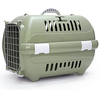 ZOOexpress Турне 2.0 М переноска для собак и кошек с металлической дверцей, оливковая