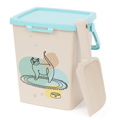 ALTA Мур-Мяу контейнер с замком пластиковый для корма для кошек, белый