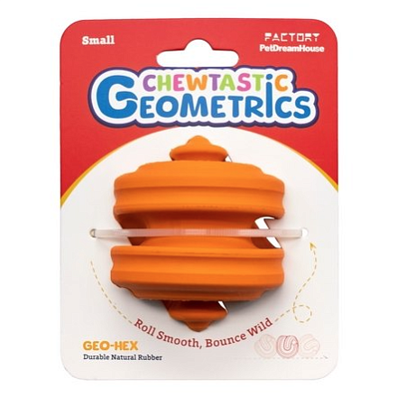 Купить petdreamhouse игрушка интерактивная для собак из натурального каучука chewtastic geometrics geo-hex оранжевая
