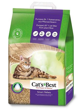 Купить cat's best smart pellets комкующийся древесный наполнитель для длинношерстных кошек
