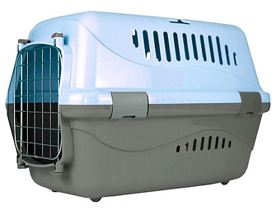 СКИДКА ZOOexpress переноска для собак и кошек с металлической дверцей "Турне", голубая