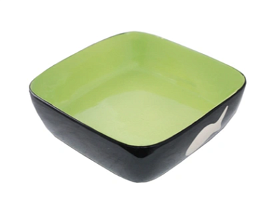 №1 миска для кошек керамическая, рисунок "рыбки" квадратная