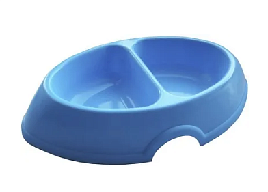 ZOOexpress миска для кошек овальная двойная, синяя