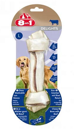 Купить 8in1 delights beef l лакомство для собак крупных пород косточка с говядиной