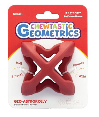 PetDreamHouse игрушка интерактивная для собак из натурального каучука Chewtastic Geometrics Geo-AstroRoll, красная