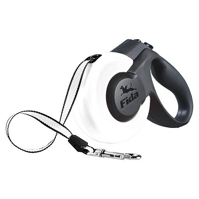 Fida MARS рулетка для собак лента бело-черная
