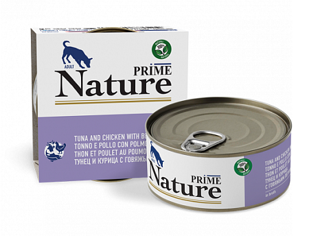 Купить prime nature Консервы для собак курица и тунец с говяжьим легким в бульоне