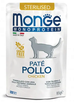 Monge Cat Monoprotein влажный корм для стерилизованных кошек с курицей (пауч)