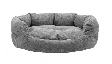 ZOOexpress Лежанка со стяжкой для кошек и собак мебельная ткань круглый Nord, серый
