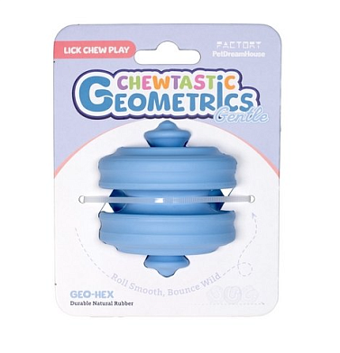 PetDreamHouse игрушка интерактивная для собак из натурального каучука Chewtastic Geometrics Geo-Hex голубая