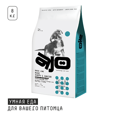 AJO Mini Puppy & Junior сухой корм для щенков мелких и миниатюрных пород с курицей и гречкой