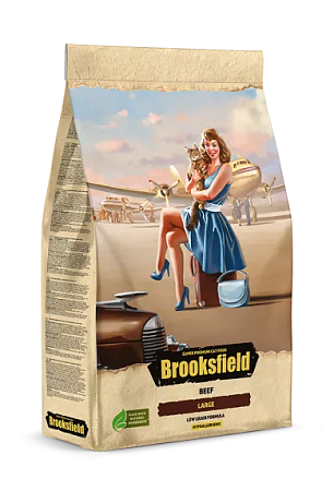 Купить brooksfield low grain adult cat large beef сухой корм для взрослых кошек крупных пород с говядиной и рисом