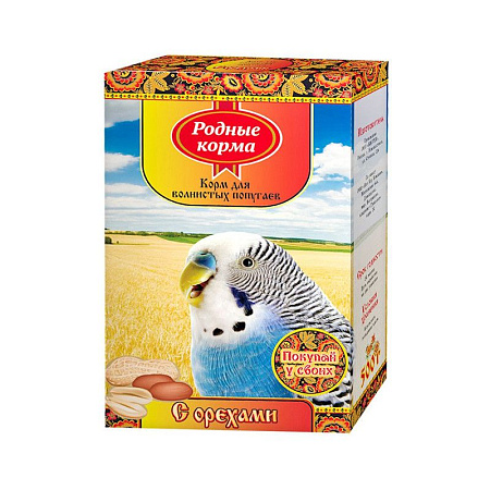 Купить Родные корма Сухой корм для волнистых попугаев с орехами