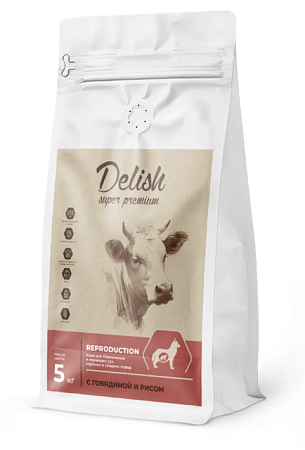 Купить delish super premium сухой корм для беременных собак мелких пород с говядиной и рисом