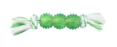 CanineClean игрушка для собак Палочка с ароматом мяты, из синтетической резины с канатом, зеленая