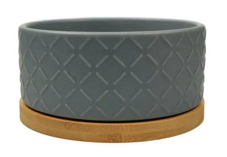 Купить mr.kranch bamboo миска керамическая бамбуковой подставке для собак и кошек, серая