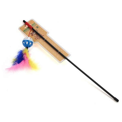 Homecat Игрушка для кошек Дразнилка удочка мячик с колокольчиком с перьями