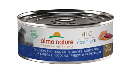 Купить almo nature hfc complete salmon and tuna with carrots консервы для взрослых кошек и котят с 3-х месяцев, с лососем, тунцом и морковью