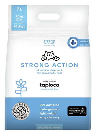 Купить organic team strong action комкующийся наполнитель для кошек, суперкомок, из маниоки