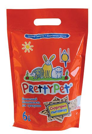 Купить pretty cat древесный наполнитель для грызунов с морковными чипсами