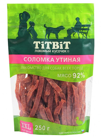 Купить titbit лакомство для собак всех пород Соломка утиная, выгодная упаковка xxl
