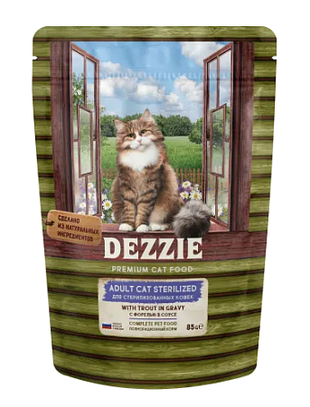 Купить dezzie sterilized cat trout влажный корм для взрослых стерилизованных кошек с форелью в соусе (пауч)