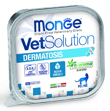 Купить monge vetsolution cat dermatosis Диетический корм Дерматозис для кошек при заболеваниях кожи (ламистер)