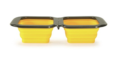 Camon Миска складная дорожная квадратная для собак и кошек, желтая 