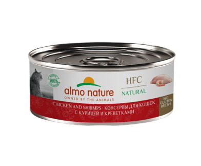 Almo Nature Консервы для кошек для кошек с курицей и креветками (HFC - Natural - Chicken and Shrimps)