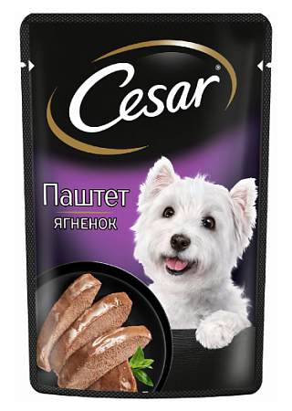 Купить cesar влажный корм с ягненком (пауч) 