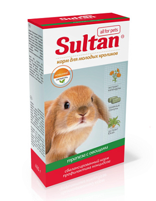 Султан Корм для молодых кроликов, трапеза с овощами